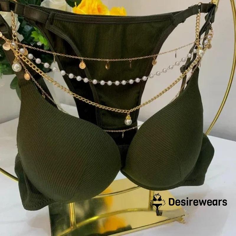 QUEEN NECKLACE THIN PAD BRA SET