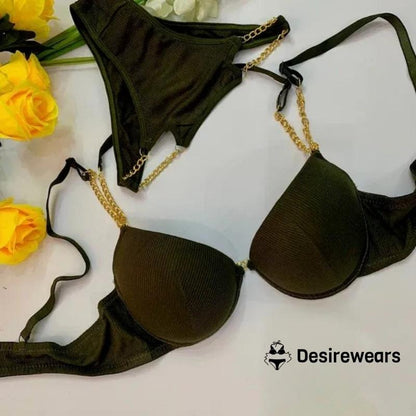 CHAIN LINE THIN PAD BRA SET