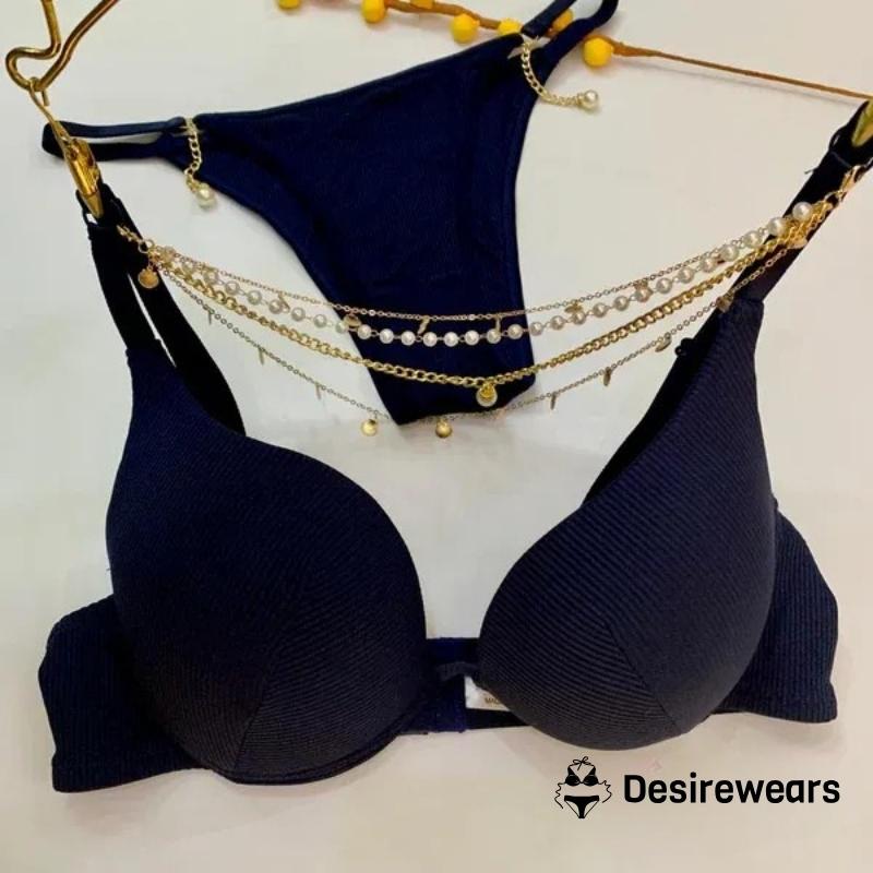 QUEEN NECKLACE THIN PAD BRA SET