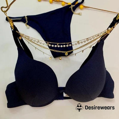 QUEEN NECKLACE THIN PAD BRA SET