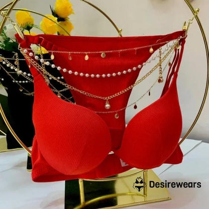 QUEEN NECKLACE THIN PAD BRA SET